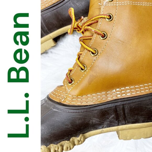 L.L. BEAN BROWN LEATHER DUCK RAIN BOOTS GORE-TEX THINSULATE OUTDOOR, SIZE 7 - Picture 14 of 15